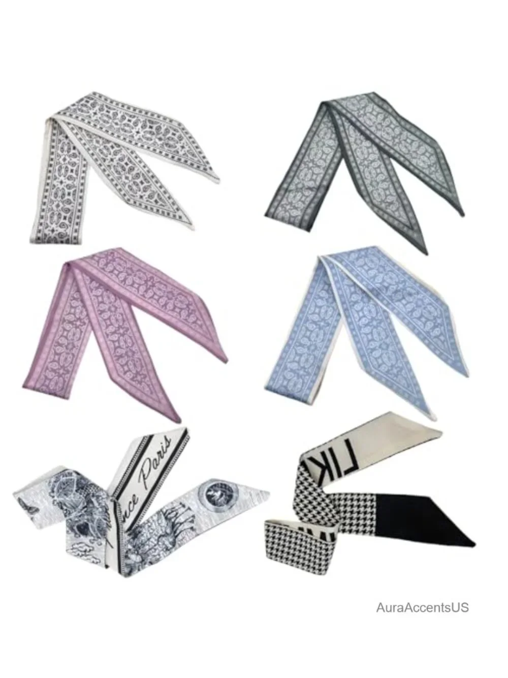 Multifunctional Satin Polyester Fashion Scarves Set, 6-Pack Headbands Hair
